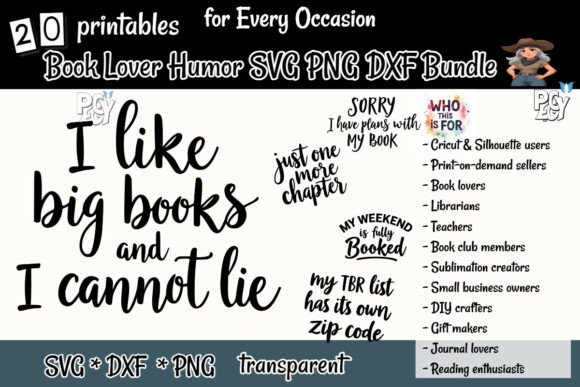 Book Lover Humor SVG PNG DXF Bundle