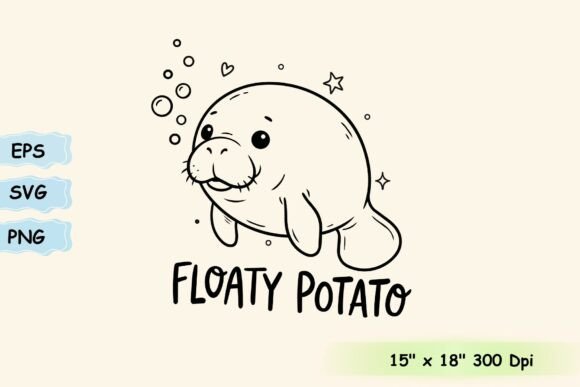 Cute Manatee Floaty Potato Shirt Svg