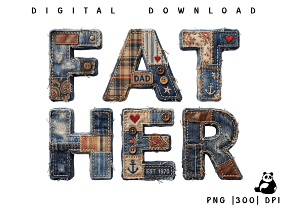 Fathers Day Dad Patchwork PNG