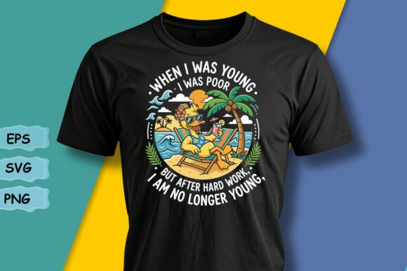 Funny Duck Hard Work Summer Beach SVG