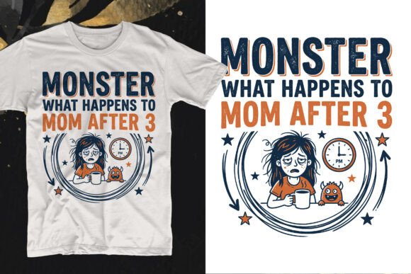 Monster Mom Funny Life T-Shirt Design