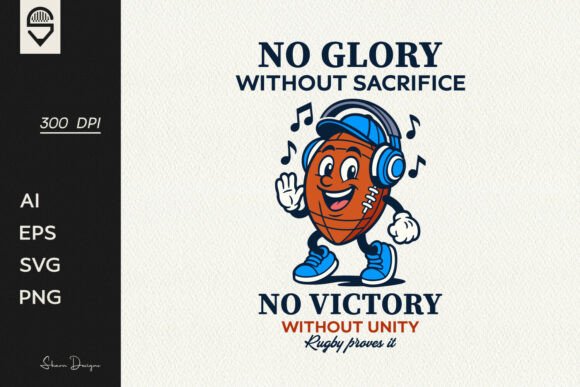 Retro Rugby Ball Character T-Shirt