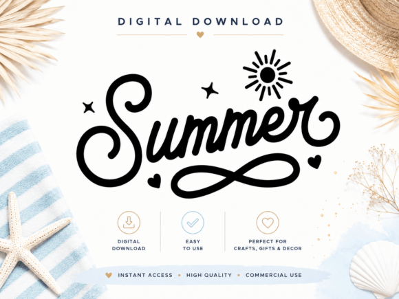 SUMMER Svg Png Script Lettering Design